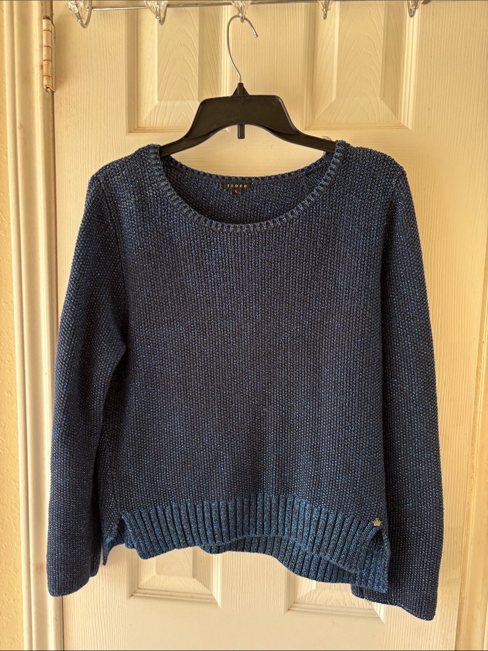 Fiore Navy Metallic Thread Crewneck Sweater - Women. EUC